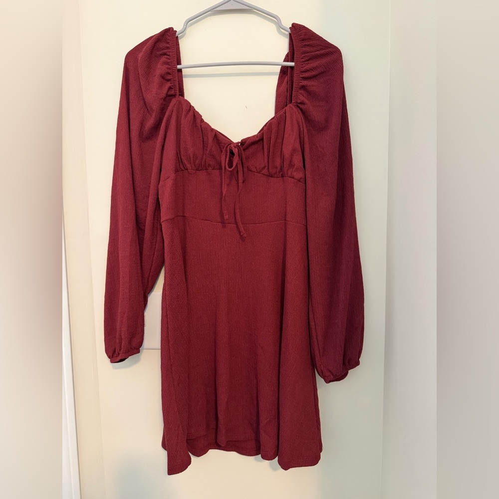 GB Fashion London Burgundy Long Sleeve Mini Dress Size M
